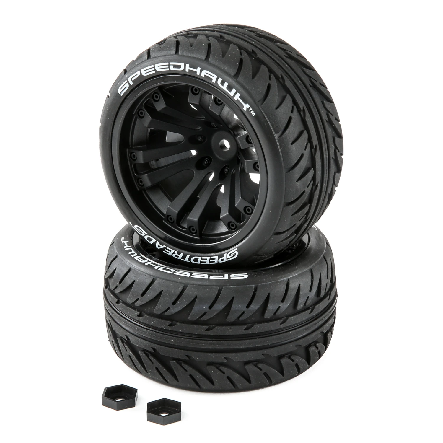 Duratrax SpeedTreads Speedhawk Tires Mounted (2): 1/10 Stadium/Monster Truck for Tires & Wheels 3 Duratrax SpeedTreads Speedhawk Tires Mounted (2): 1/10 Stadium/Monster Truck for Tires & Wheels