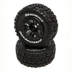 Duratrax SpeedTreads Shootout SC Front Black Mounted (2): Traxxas Slash for Tires & Wheels