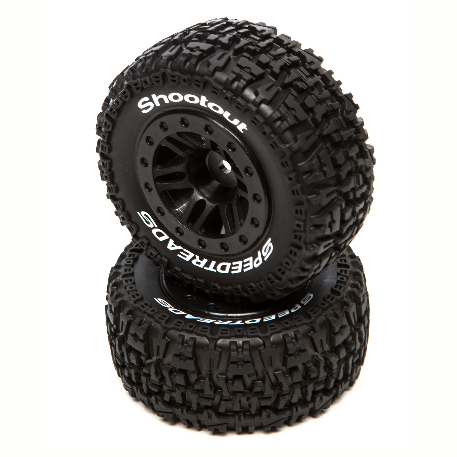 Duratrax SpeedTreads Shootout SC Front Rear Black Mounted (2): Traxxas Slash, ECX 4X4 for Tires & Wheels 3 Duratrax SpeedTreads Shootout SC Front Rear Black Mounted (2): Traxxas Slash, ECX 4X4 for Tires & Wheels