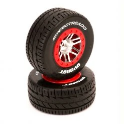 Duratrax SpeedTreads Upshot SC Tire Mounted (2): Traxxas Slash/Rustler 4X4 Front Rear ECX for Tires & Wheels