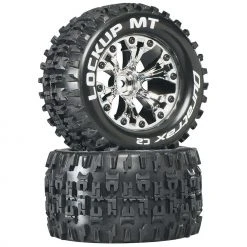 Duratrax Lockup MT 2.8" 2WD Mounted 1/2" Offset Tires, Chrome (2) for Tires & Wheels
