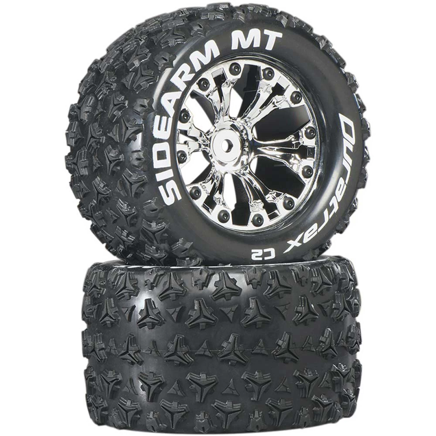 Duratrax Sidearm MT 2.8" Mounted 1/2" Offset C2 Tires, Chrome (2) for Tires & Wheels 3 Duratrax Sidearm MT 2.8" Mounted 1/2" Offset C2 Tires, Chrome (2) for Tires & Wheels