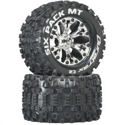 Duratrax Six-Pack MT 2.8" 2WD Mounted 1/2" Offset Tires, Chrome (2) for Tires & Wheels