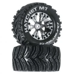 Duratrax Hatchet MT 2.8" 2WD Mounted Rear Tires, Chrome (2) for Tires & Wheels