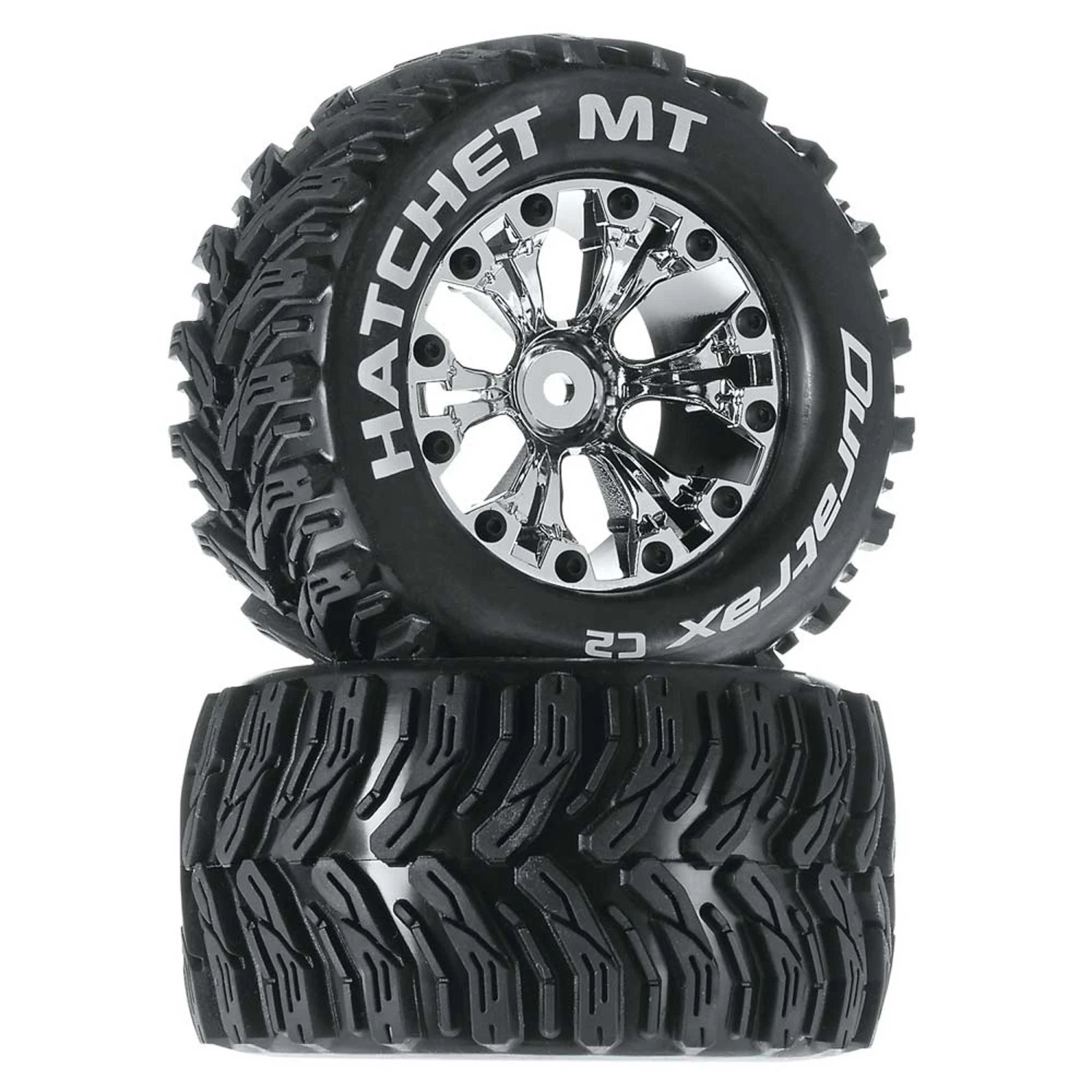 Duratrax Hatchet MT 2.8" 2WD Mounted Rear Tires, Chrome (2) for Tires & Wheels 3 Duratrax Hatchet MT 2.8" 2WD Mounted Rear Tires, Chrome (2) for Tires & Wheels