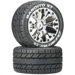 Duratrax Bandito ST 2.8" 2WD Mounted Rear C2 Tires, Chrome (2) for Tires & Wheels