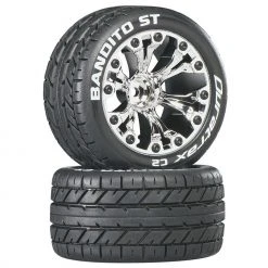 Duratrax Bandito ST 2.8" Mounted 1/2" Offset C2 Tires, Chrome (2) for Tires & Wheels