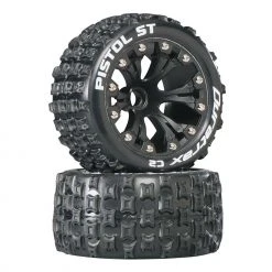 Duratrax Pistol ST 2.8" 2WD Mounted Front C2 Tires, Black (2) for Tires & Wheels