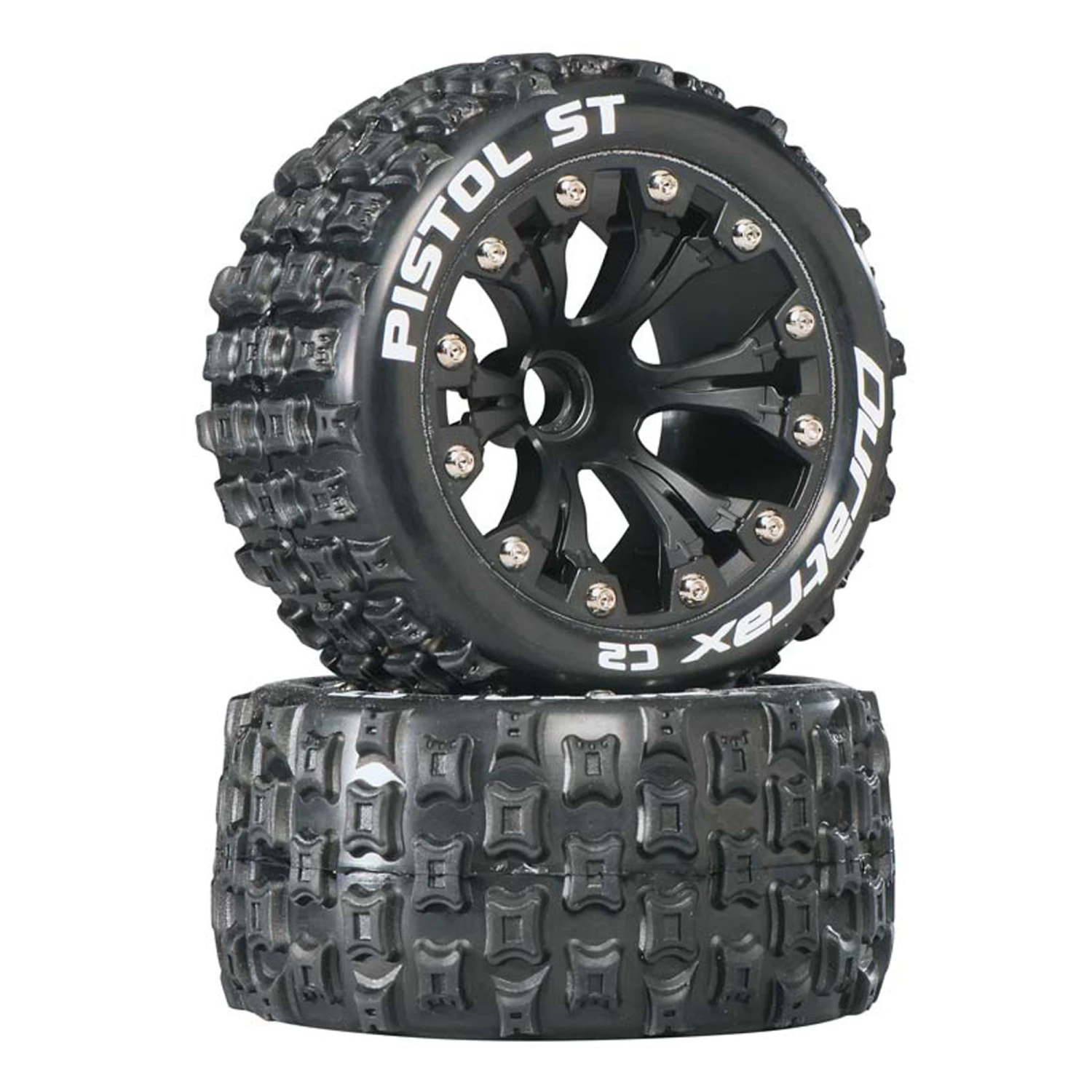 Duratrax Pistol ST 2.8" 2WD Mounted Front C2 Tires, Black (2) for Tires & Wheels 3 Duratrax Pistol ST 2.8" 2WD Mounted Front C2 Tires, Black (2) for Tires & Wheels