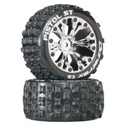 Duratrax Pistol ST 2.8" 2WD Mounted Rear C2 Tires, Chrome (2) for Tires & Wheels