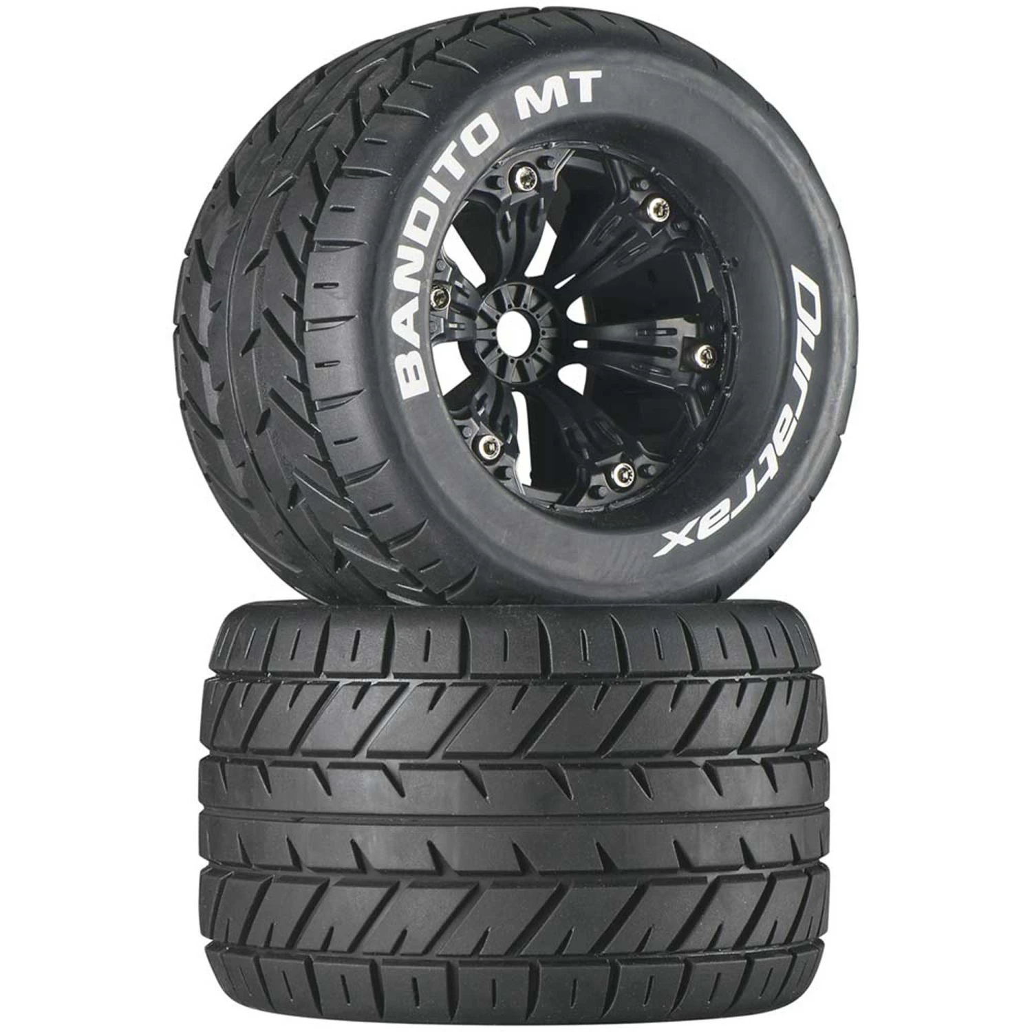 Duratrax Bandito MT 3.8" Mounted 1/2" Offset Tires, Black (2) for Tires & Wheels 3 Duratrax Bandito MT 3.8" Mounted 1/2" Offset Tires, Black (2) for Tires & Wheels
