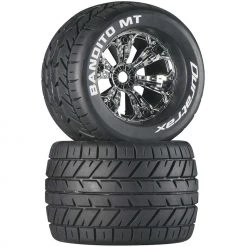 Duratrax Bandito MT 3.8" Mounted 1/2" Offset Tires, Chrome (2) for Tires & Wheels