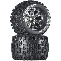 Duratrax Lockup MT 3.8" Mounted 1/2" Offset Tires, Chrome (2) for Tires & Wheels