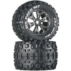 Duratrax Six-Pack MT 3.8" Mounted Tires, Chrome (2) for Tires & Wheels