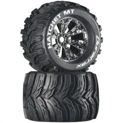 Duratrax Hatchet MT 3.8" Mounted 1/2" Offset Tires, Chrome (2) for Tires & Wheels