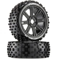 Duratrax Punch C2 Mounted Buggy Spoke Tires, Black (2) for Tires & Wheels