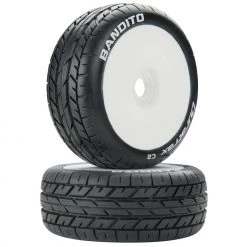 Duratrax Bandito 1/8 Buggy C2 Mounted Buggy Tires, White (2) for Tires & Wheels