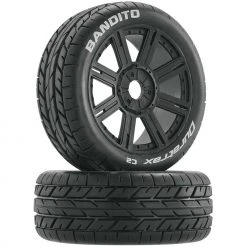 Duratrax Bandito 1/8 Buggy Tire C2 Mounted Spoke Tires, Black (2) for Tires & Wheels