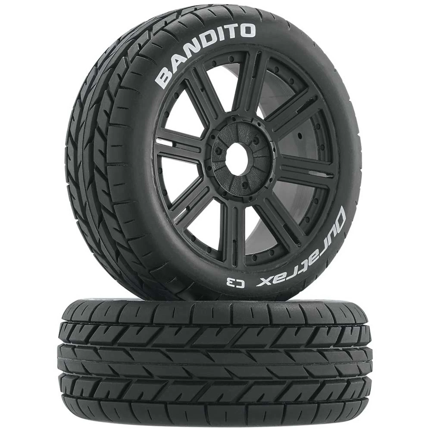 Duratrax Bandito 1/8 Buggy Tire C3 Mounted Spoke Tires, Black (2) for Tires & Wheels 3 Duratrax Bandito 1/8 Buggy Tire C3 Mounted Spoke Tires, Black (2) for Tires & Wheels