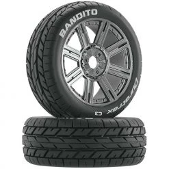 Duratrax Bandito 1/8 Buggy Tire C3 Mounted Spoke Tires, Chrome (2) for Tires & Wheels