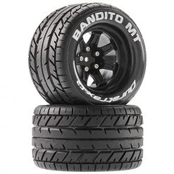 Duratrax Bandito MT 2.8 Mounted Tires,Black 14mm Hex (2) for Tires & Wheels