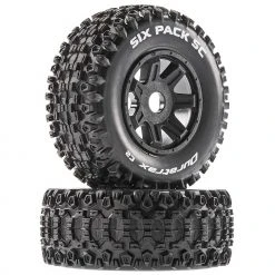 Duratrax Six Pack SC Mounted Soft Tires, Black 17mm Hex (2) for Tires & Wheels