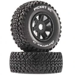 Duratrax Picket SC Mounted Soft Tires, Black 17mm Hex (2) for Tires & Wheels