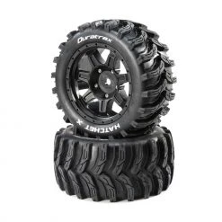 Duratrax Hatchet X Belted Mounted Tires, 24mm Black (2) for Tires & Wheels