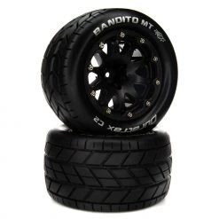 Duratrax Bandito MT Belted 2.8" Mounted Front/Rear Tires, 14mm Black (2) for Tires & Wheels