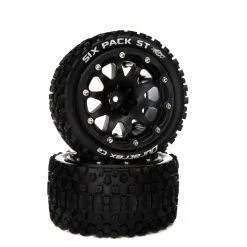 Duratrax Six Pack ST Belted 2.8" Mounted Front/Rear Tires, 14mm Black (2) for Tires & Wheels