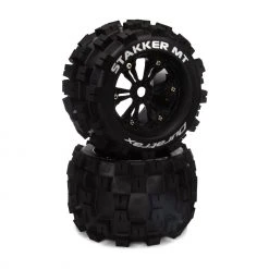 Duratrax STAKKER 1/8 MT Mounted 0 Offset, 17mm Black (2) for Tires & Wheels