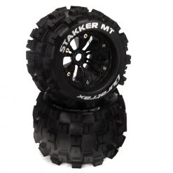 Duratrax STAKKER 1/8 MT Mounted 1/2" Offset, 17mm Black (2) for Tires & Wheels