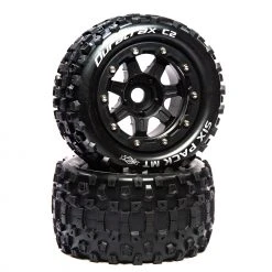 Duratrax SixPack MT Belt 2.8" Mounted Front/Rear Tires .5 Offset 17mm, Black (2) for Tires & Wheels