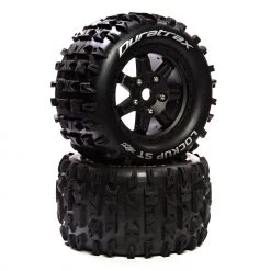 Duratrax Lockup ST Belt 3.8" Mounted Front/Rear Tires 0 Offset 17mm, Black (2) for Tires & Wheels