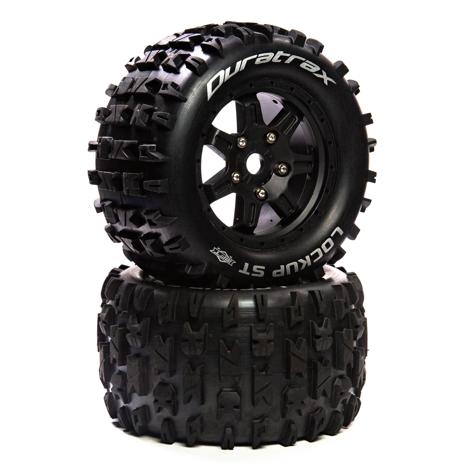 Duratrax Lockup ST Belt 3.8" Mounted Front/Rear Tires 0 Offset 17mm, Black (2) for Tires & Wheels 3 Duratrax Lockup ST Belt 3.8" Mounted Front/Rear Tires 0 Offset 17mm, Black (2) for Tires & Wheels