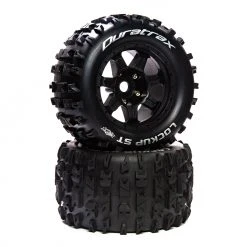Duratrax Lockup ST Belt 3.8" Mounted Front/Rear Tires .5 Offset 17mm, Black (2) for Tires & Wheels