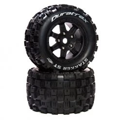 Duratrax Stakker ST Belt 3.8" Mounted Front/Rear Tires 0 Offset 17mm, Black (2) for Tires & Wheels