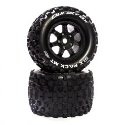 Duratrax Six Pack MT Belt 3.8" Mounted Front/Rear Tires 0 Offset 17mm, Black (2) for Tires & Wheels